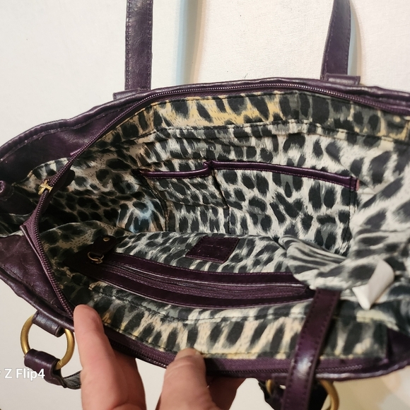 Y2K Gramercy Designs Chunky Capacious Purple Pleated Faux Leather Bag, EUC - Picture 9 of 16